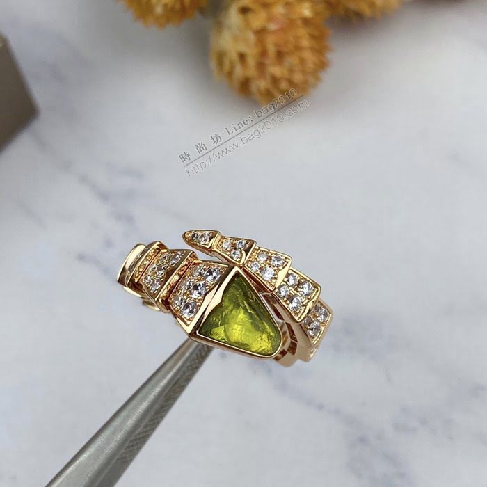 Bvlgari飾品 V金電咪金 寶格麗綠頭蛇戒指  zgbq3326